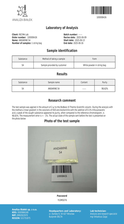 ANDARINE (S4) – Solution, 1500mg (50mg/mL)